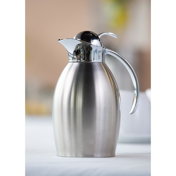 Service Ideas Nicollet Push Button Stainless Vacuum Insulated Carafe, 20 Ounce, Brushed - NIC06BSPB