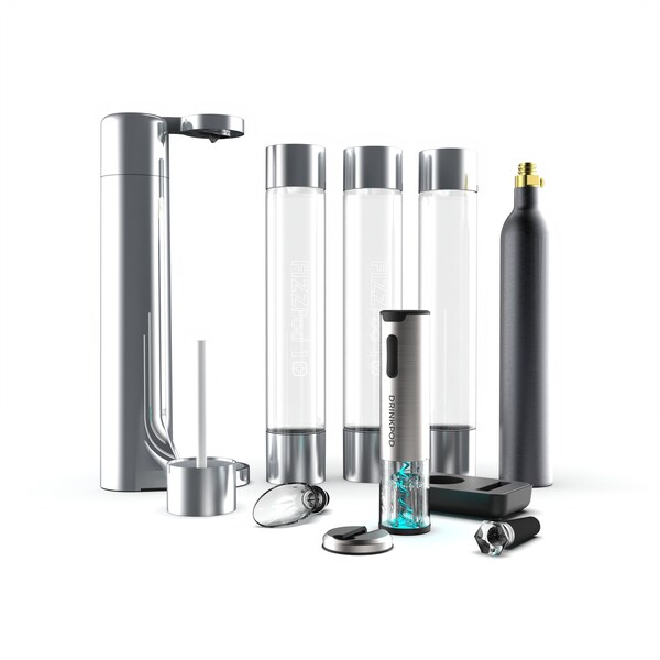 Drinkpod Fizzpod Polished Chrome + 1 CO2 + Winekey Bundle - FZPC-C02-WNK