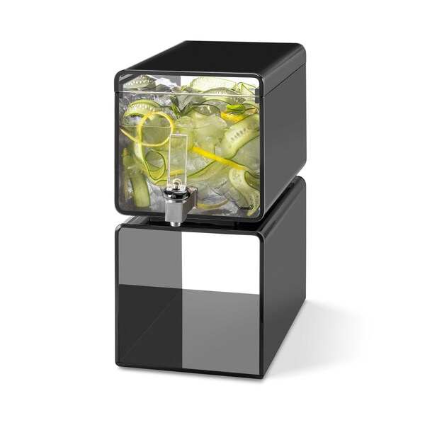 Rosseto Serving Solutions Lucid Cuboid 2 Gal. Black Acrylic Beverage Dispenser, 1 EA - LD188