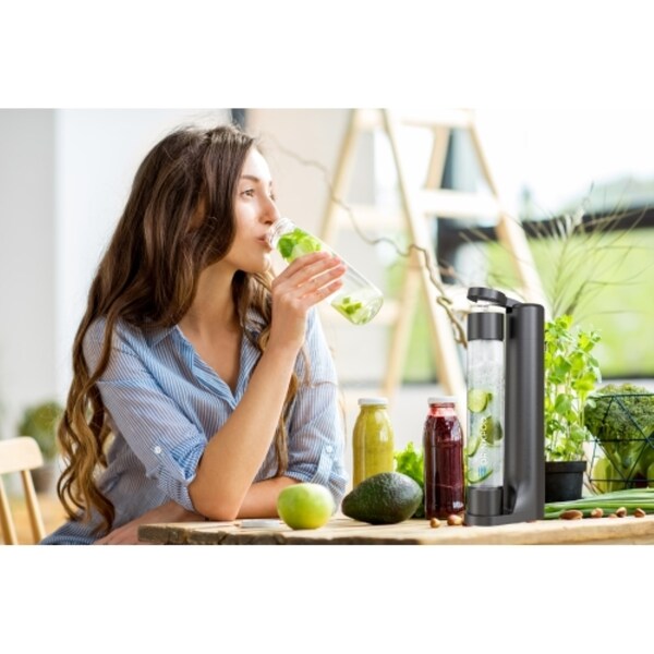 Drinkpod FIZZPod One Touch Sparking Soda Maker Machine with 3 Bottles- Silver - DPFZPOD1KS