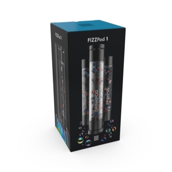 Drinkpod FIZZPod One Touch Sparking Soda Maker Machine with 3 Bottles- Silver - DPFZPOD1KS