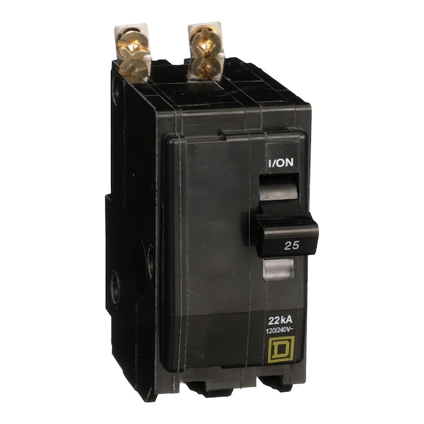 Square D Miniature Circuit Breaker, QOB Series, 25A, 2 Pole, 120/240V AC, 22kA at 120/240V AC - QOB225VH