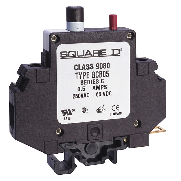 Square D Circuit Breaker, 9080GCB Series, 0.5A, 1 Pole, 250V AC - 9080GCB05