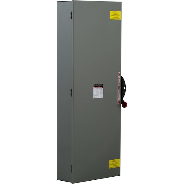 Interruptor de desconexión de doble tiro Square D no fusible, cerrado, 600 A, 240V AC/250V DC, 3 polos, NEMA 3R - DTU326R