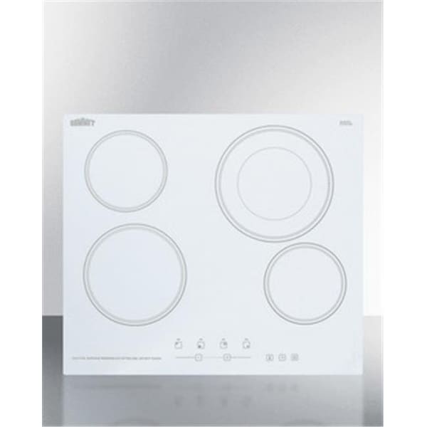 Summit Summit CR4B23T6W 24 in. Wide 4 Burner Radiant Cooktop In White with Digital Controls - CR4B23T6W