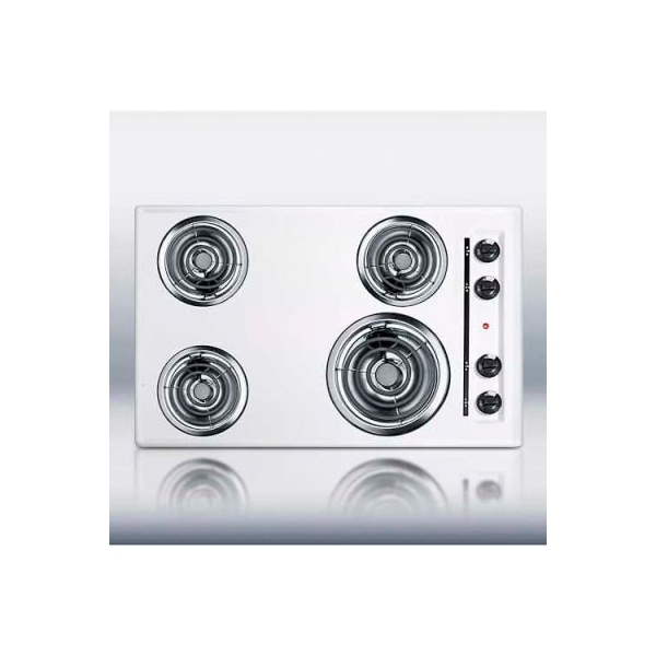 Summit Appliance Div. Summit-30"W 220V Electric Cooktop, White Porcelain Finish - WEL05