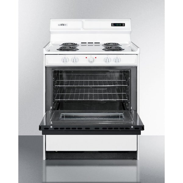Summit Appliance Div. Summit-Deluxe 220V Electric Range In 30"W, Black See-Through Glass Oven Door, Light - WEM230DK