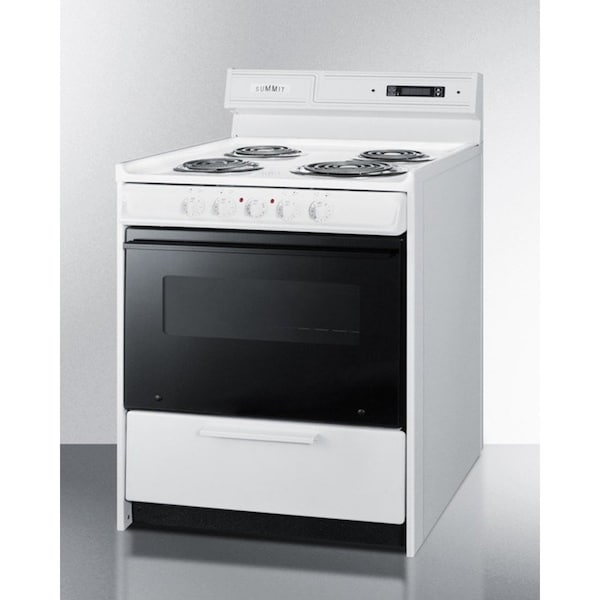 Summit Appliance Div. Summit-Deluxe 220V Electric Range In 30"W, Black See-Through Glass Oven Door, Light - WEM230DK