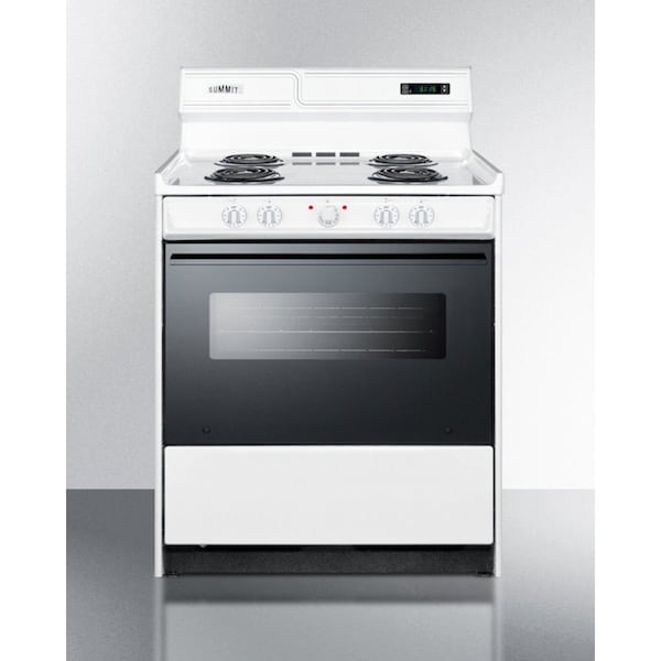 Summit Appliance Div. Summit-Deluxe 220V Electric Range In 30"W, Black See-Through Glass Oven Door, Light - WEM230DK