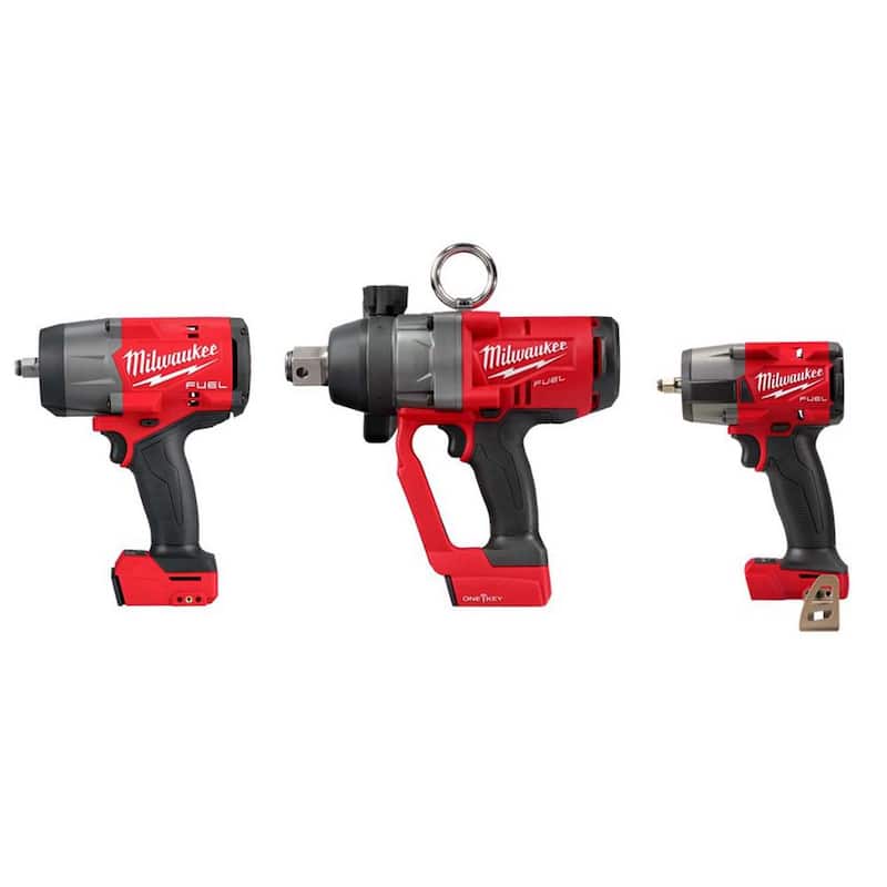 Llave de impacto inalámbrica sin escobillas Milwaukee M18 FUEL de 18V con anillo de fricción y llaves de impacto de 1/2 in. y 3/8 in. - 2967-20-2867-20-2960-20