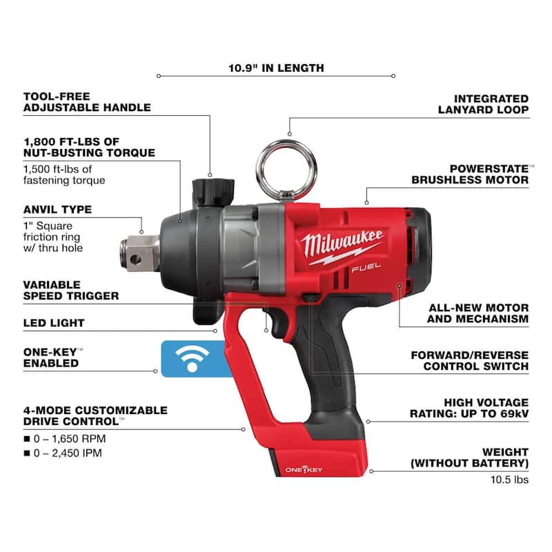 Llave de impacto inalámbrica sin escobillas Milwaukee M18 FUEL de 18V con anillo de fricción y llaves de impacto de 1/2 in. y 3/8 in. - 2967-20-2867-20-2960-20