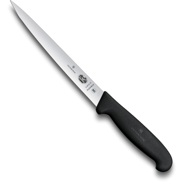 Swiss Army Brands Victorinox 40715 Kitchen Fibrox Pro Black Fillet - Straight, 7In Flexible Blade - VIC-5.3813.18
