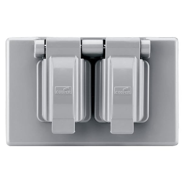 Eaton Wiring Devices Cover, 4-9/16 in L, 2-7/8 in W, Rectangular, Thermoplastic, Gray - S1962