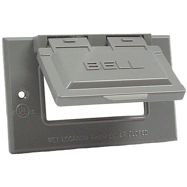Hubbell Cover, 2-13/16 in L, 4-9/16 in W, Metal, Gray, Powder-Coated - 5101-5