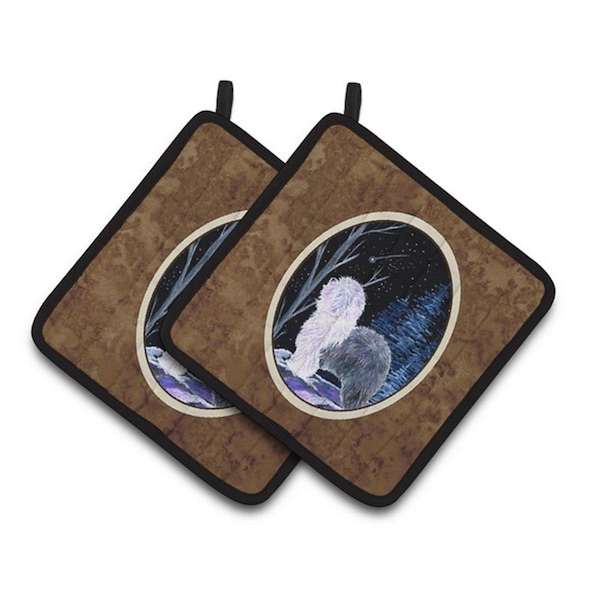 Carolines Treasures Starry Night Old English Sheepdog Pair of Pot Holders, 7.5 x 3 x 7.5 in. - SS8401PTHD
