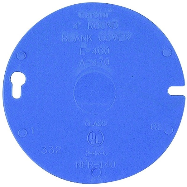 Carlon Outlet Box Cover, 4 in Dia, Round, Plastic, Blue - E460R-CAR