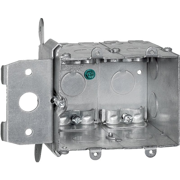 Steel City Adjustable Wall Box, 1 -Outlet, 2 -Gang, 8 -Knockout, 1/2 in Knockout, Steel, Silver - MB238ADJ