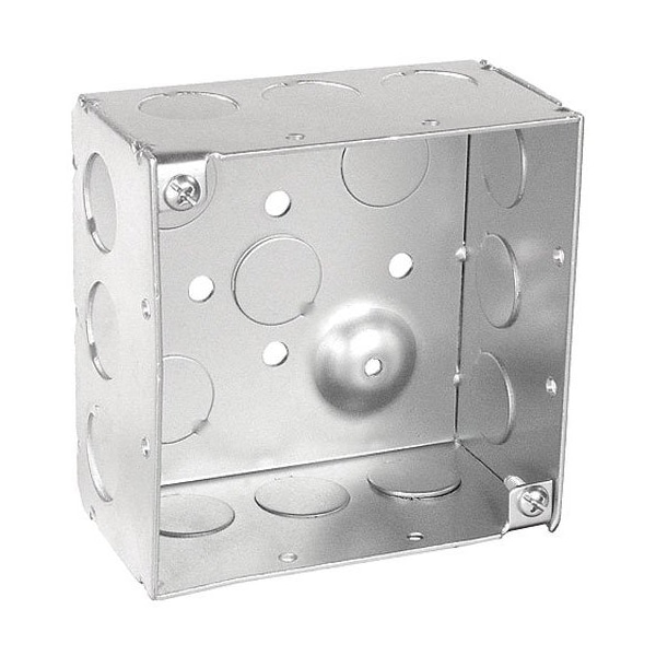Southwire Electrical Box, 30.3 cu in, Square Box Type, 4 Gangs, Steel, Square Shape - 52171-1/2