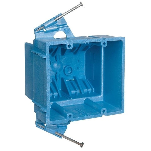 Carlon Outlet Box, 2 -Gang, PVC, Blue, Nail Mounting - BH235A