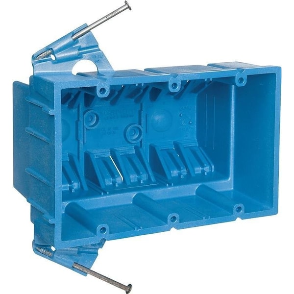 Carlon Outlet Box, 3 -Gang, PVC, Blue, Nail Mounting - BH353A