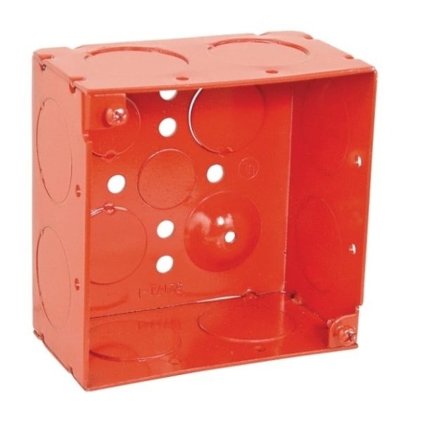 Southwire Electrical Box, 30.3 cu in, Square Box Type, 4 Gangs, Steel, Square Shape - 52171-1RED