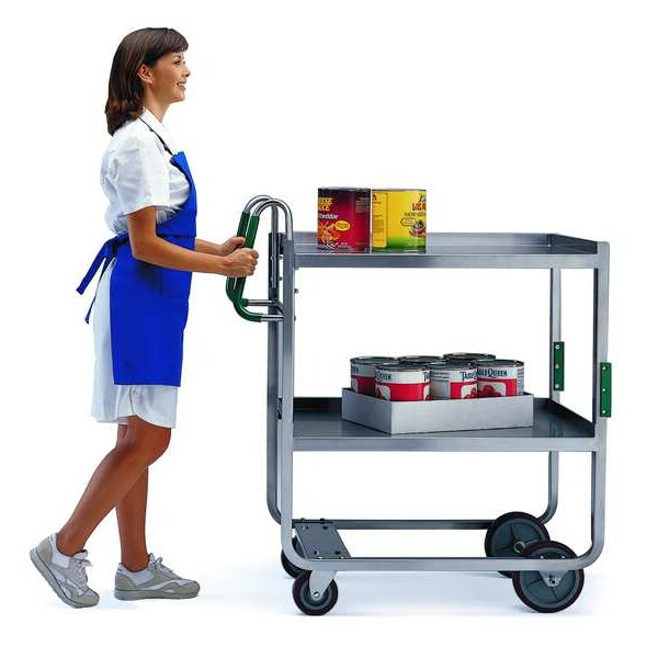 Lakeside Stainless Steel Ergo-One Series 2-Shelf Cart;1,000 lb Capacity, 24"x42" - 7140