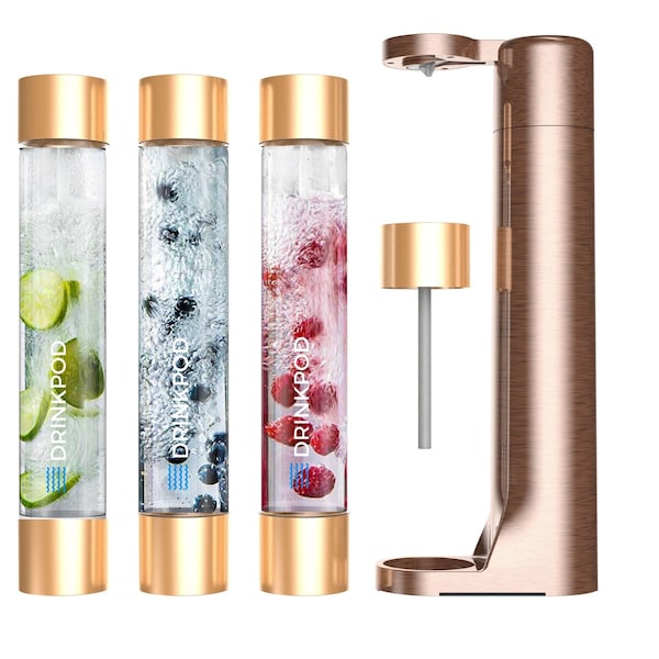 Drinkpod FIZZPod One Touch Sparking Soda Maker Machine with 3 Bottles- Color Cognac - DPFZPOD1K-BLK-CRM