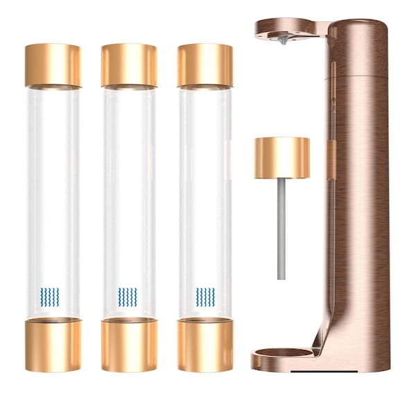Drinkpod FIZZPod One Touch Sparking Soda Maker Machine with 3 Bottles- Color Cognac - DPFZPOD1K-BLK-CRM