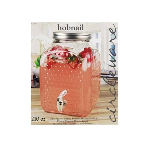 Bakebetter 210 oz Square Bottom Hobnail Dispenser with Plastic Chrome Finish Spigot - BA755121