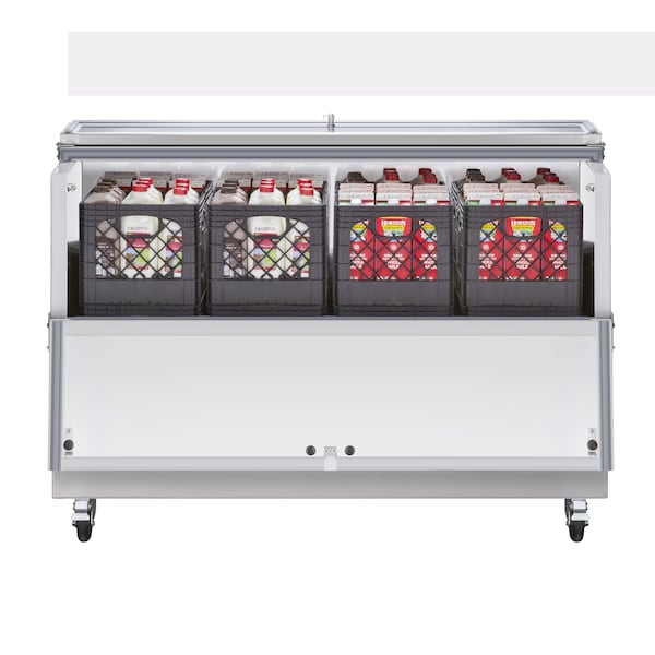 Maxx Cold Milk Cooler, 58 in.W, Stores up to 16 13 in. Milk Crates, in Stainless Steel - MXMC58HC