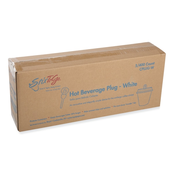 Amercareroyal Beverage Plugs, 2 in., White, 2000PK - CPLUGW