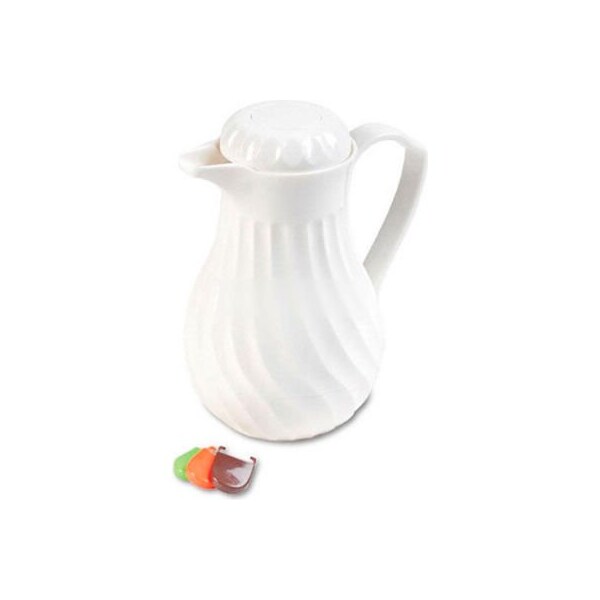 Hormel Corp Poly Lined White Swirl Design Carafe, 40 oz. Capacity - HOR4022