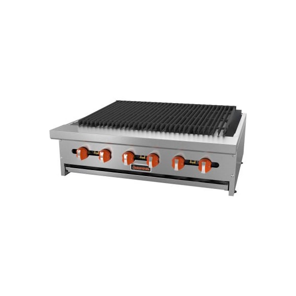 Mvp Group Corporation Sierra Range SRRB-36 - Radiant Char Broiler, 36"W, 6 Burners, 16,000 BTU Each, Stainless Steel - SRRB-36