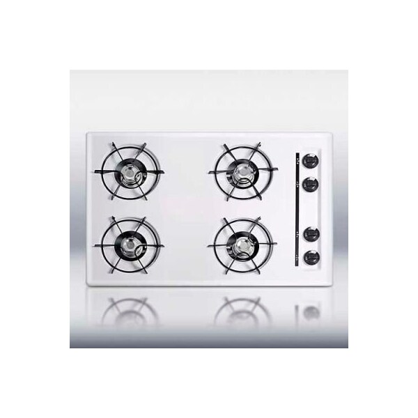 Summit Appliance Div. Summit-30"W Cooktop, Four Burners, Gas Spark Ignition, White - WNL053