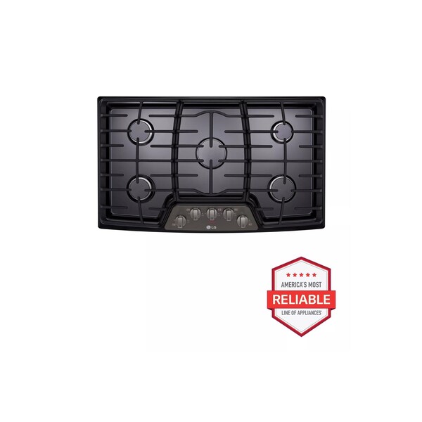 Almo 36-in. Gas Cooktop with 5 Sealed Burners and Cast Iron Grates - LCG3611BD