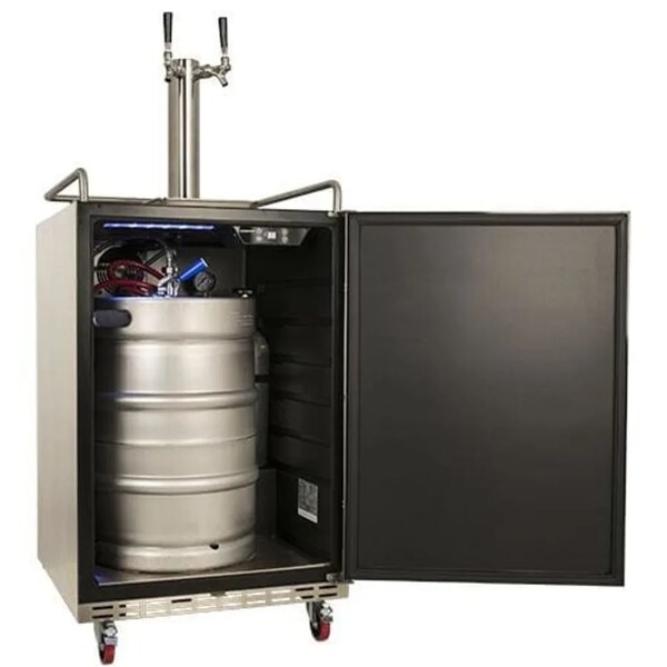 Edgestar 24 Inch Wide Outdoor Double Tap Kegerator for Full Size Kegs with Electronic Control Panel - KC7000SSODTWIN