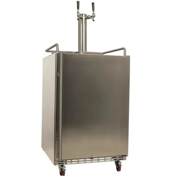 Edgestar 24 Inch Wide Outdoor Double Tap Kegerator for Full Size Kegs with Electronic Control Panel - KC7000SSODTWIN