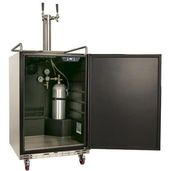 Edgestar 24 Inch Wide Outdoor Double Tap Kegerator for Full Size Kegs with Electronic Control Panel - KC7000SSODTWIN