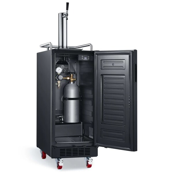 Edgestar 15 Inch Wide 1 Tap Kegerator with Forced Air Refrigeration and Air Cooled Beer Tower - KC1500SS