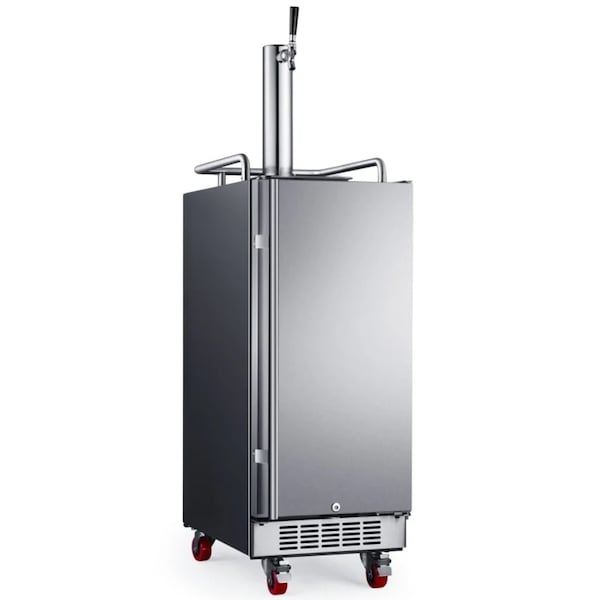 Edgestar 15 Inch Wide 1 Tap Kegerator with Forced Air Refrigeration and Air Cooled Beer Tower - KC1500SS