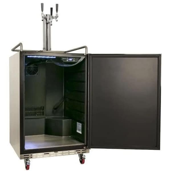 Edgestar 24 Inch Wide Outdoor Triple Tap Kegerator for Full Size Kegs with Electronic Control Panel - KC7000SSODTRIP