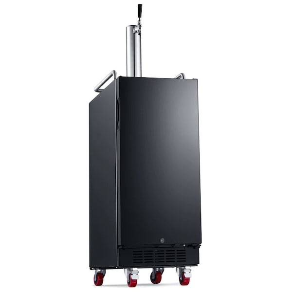 Edgestar 15 Inch Wide 1 Tap Kegerator with Forced Air Refrigeration and Air Cooled Beer Tower - KC1500BL