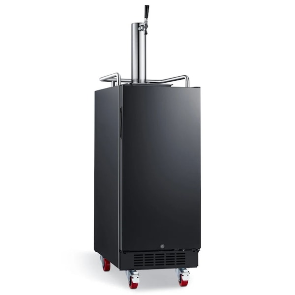 Edgestar 15 Inch Wide 1 Tap Kegerator with Forced Air Refrigeration and Air Cooled Beer Tower - KC1500BL