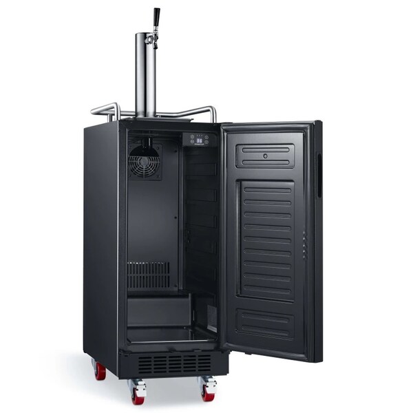 Edgestar 15 Inch Wide 1 Tap Kegerator with Forced Air Refrigeration and Air Cooled Beer Tower - KC1500BL