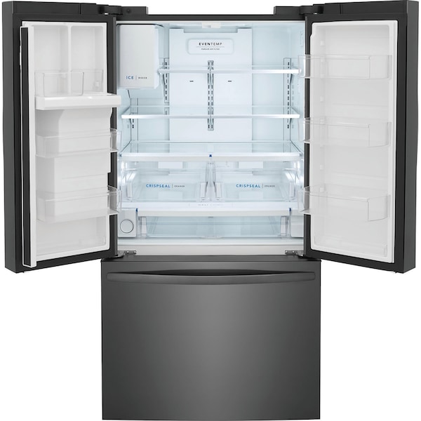 Almo Frigidaire 27.8 Cu. Ft. French Door Bottom Freezer Refrigerator, Black Stainless Steel - FRFS2823AD