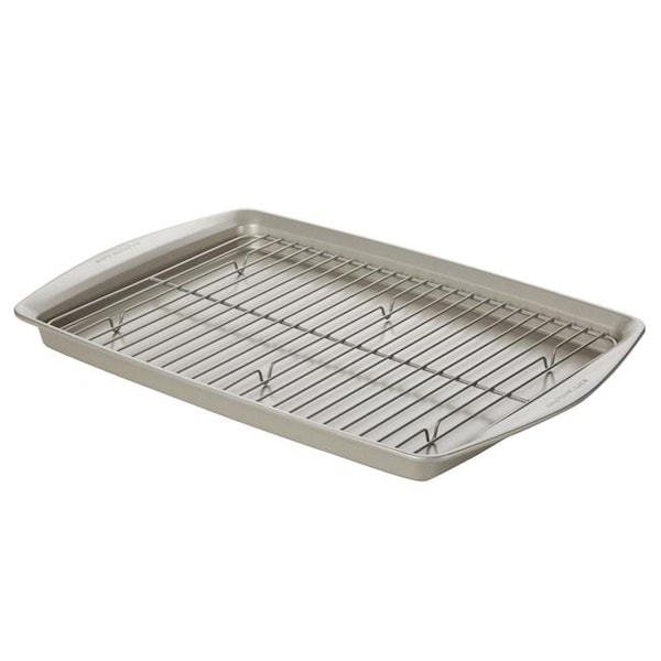Rachael Ray Rachael Ray 47684 Nonstick Bakeware Jumbo Cookie Pan with Roasting Rack; 13 x 19 in. - Silver - 47684