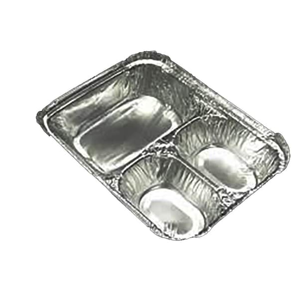 Durablue 2103050X PE 3 Compartment Aluminum Oblong Pan, 500PK - 2103050X  (PE)