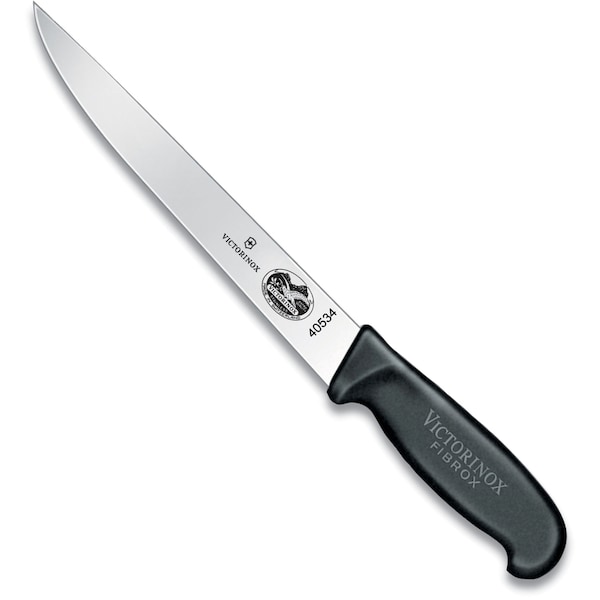 Swiss Army Brands Victorinox 40534 Kitchen Fibrox Pro Black Flank Knife, 8In Stiff Blade - VIC-5.5503.20