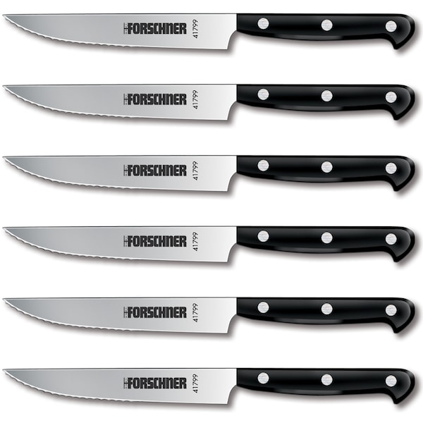 Swiss Army Brands 2023 Victorinox 46799 Kitchen Black Steak Sets, 6-Piece Steak Set 46799 - VIC-7.6029.61-X1