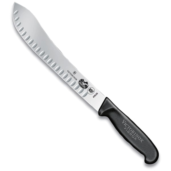 Swiss Army Brands Victorinox 40638 Kitchen Fibrox Pro Black Butcher - Straight, 10In Granton Blade - VIC-5.7423.25